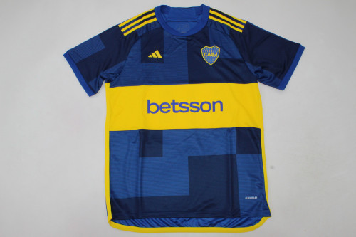 with Sponor Logo Fan Version 2023-2024 Boca Juniors Home Soccer Jersey