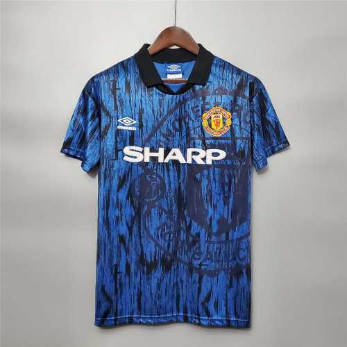 Retro Jersey 1992-1993 Manchester United Away Blue Soccer Jersey Vintage Football Shirt