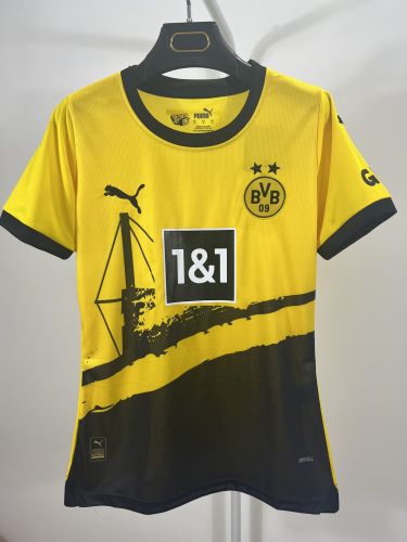 Women 2023-2024 BVB Home Girl Soccer Jersey Borussia Dortmund Lady Football Shirt