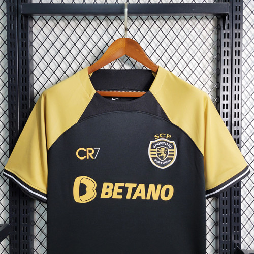 Lisbon Camisetas de Futbol Fan Version 2023-2024 Sporting Lisbon 3rd Away Black Soccer Jersey