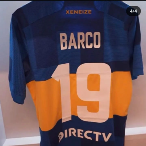 with Sponor Logo Fan Version 2023-2024 Boca Juniors BARCO 19 Home Soccer Jersey