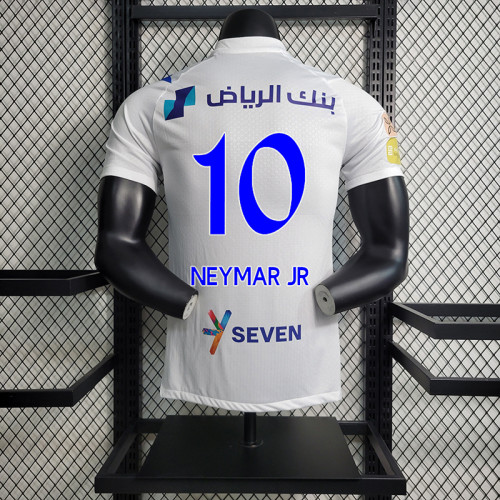 Player Version 2023-2024 Al-Hilal Saudi NEYMAR JR 10 Away White Soccer Jersey