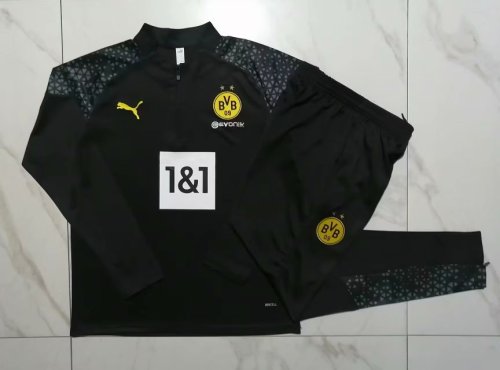 2023-2024 Borussia Dortmund All Black Soccer Training Sweater and Pants BVB Set