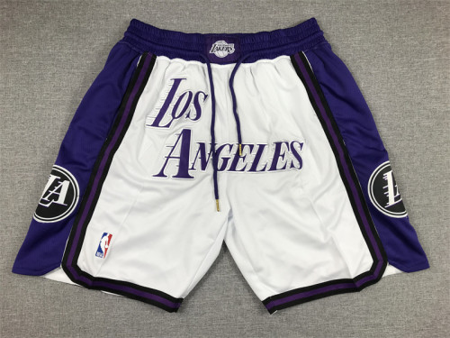 with Pocket 2023 Los Angels Lakers NBA Shorts City Edition White/Purple Basketball Shorts