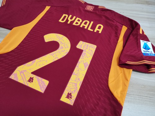 with Serie A Patch Fan Version 2023-2024 AS Roma DYBALA 21 Home Soccer Jersey