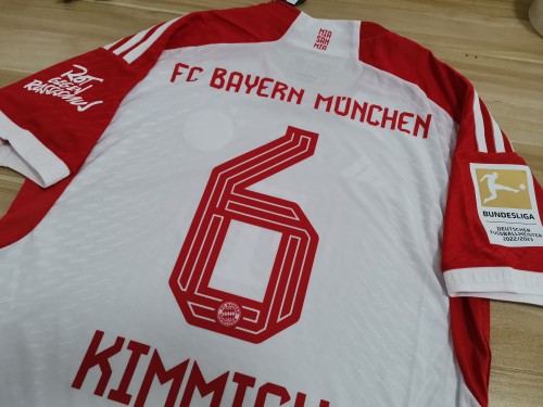 with Sleeve Sponor+ Bundesliga Patch KIMMICH 6 Shirt for Fans Version 2023-2024 Bayern Munich Home Soccer Jersey
