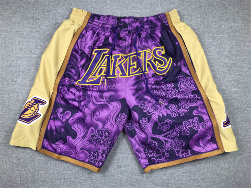 with Pocket Los Angeles Lakers NBA Shorts Tiger Edition Basketball Shorts