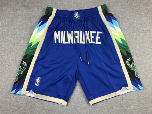 with Pocket 2023 Milwaukee Bucks NBA Shorts City Edition Blue Basketball Shorts