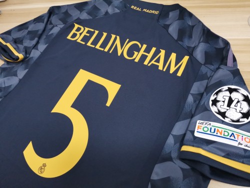 with UCL Patch BELLINGHAM 5 Shirt for Real Camisetas de Futbol Fan Version 2023-2024 Real Madrid Away Soccer Jersey