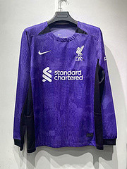 Long Sleeve Fan Version 2023-2024 Liverpool Third Away Purple Football Shirt Soccer Jersey
