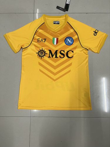 with Scudetto Patch Fan Version 2023-2024 Calcio Napoli Yellow Goalkeeper Soccer Jersey