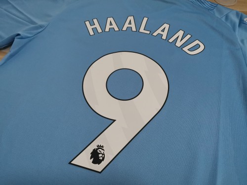 EPL Fonts HAALAND 9 Shirt for Fan Version 2023-2024 Manchester City Home Football Shirt Man City Soccer Jersey