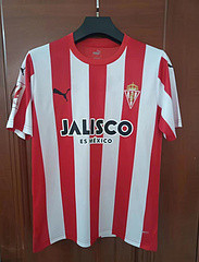 with LALIGA Patch Fans Version 2023-2024 Sporting Gijon Home Soccer Jersey Football Shirt
