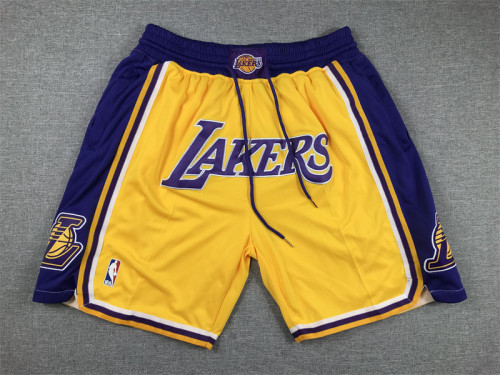 with Pocket Los Angeles Lakers NBA Shorts Yellow Basketball Shorts