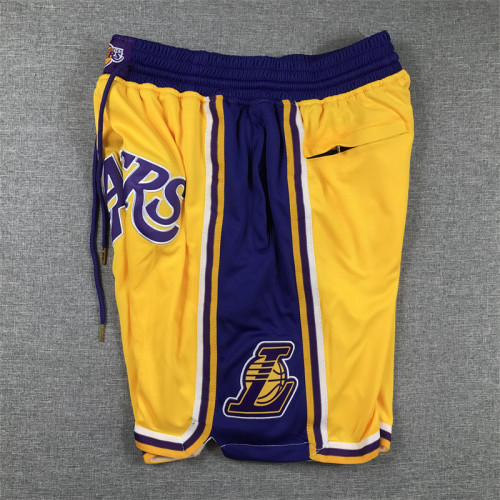 with Pocket Los Angeles Lakers NBA Shorts Yellow Basketball Shorts