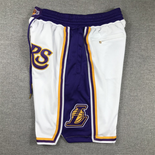 with Pocket Los Angeles Lakers NBA Shorts White Basketball Shorts