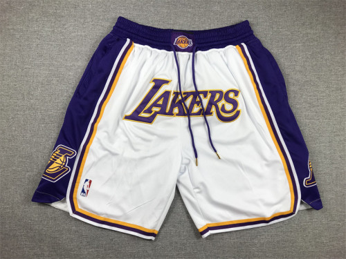 with Pocket Los Angeles Lakers NBA Shorts White Basketball Shorts