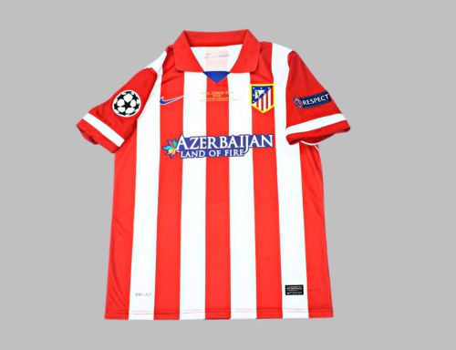 with Front Lettering and UCL Patch Retro Jersey 2013-2014 Atletico Madrid Home Vintage Soccer Jersey