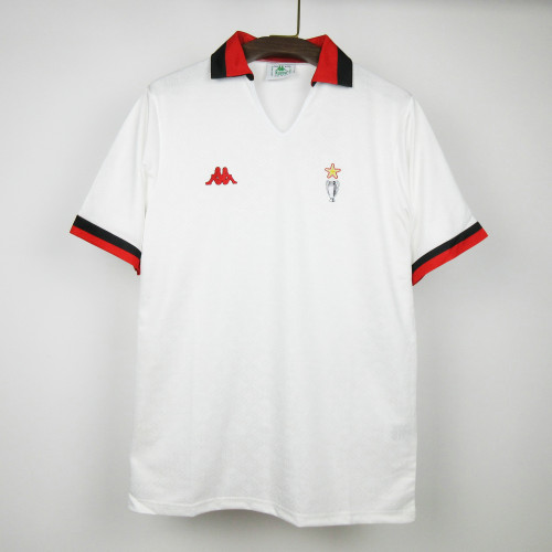 Retro AC Maillot 1989-1990 AC Milan Champions League Away White Vintage Soccer Jersey