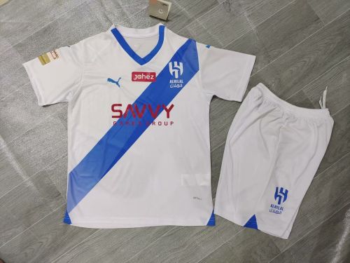 Adult Uniform 2023-2024 Al-Hilal Saudi Away White Soccer Jersey Shorts Football Kit