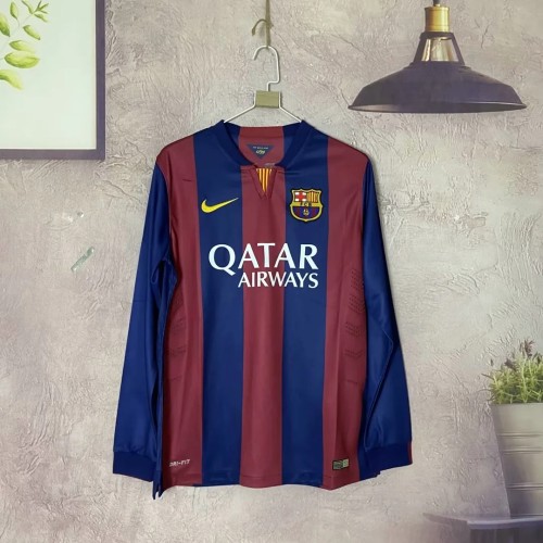 Long Sleeve Retro Jersey 2014-2015 Barcelona Home Vintage Soccer Jersey
