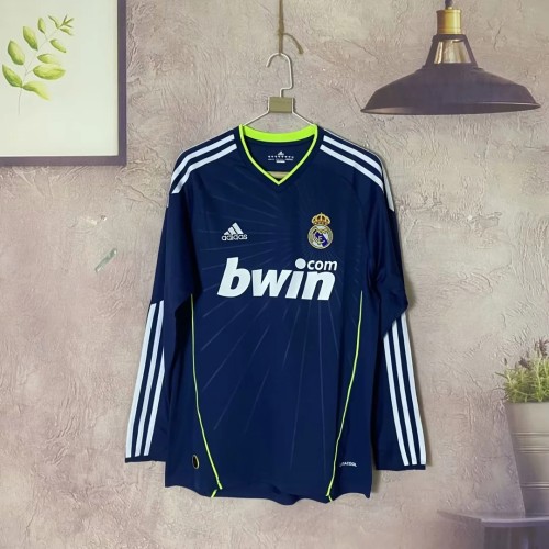 Long Sleeve Retro Jersey 2010-2011 Real Madrid Away Blue Vintage Soccer Jersey Football Shirt