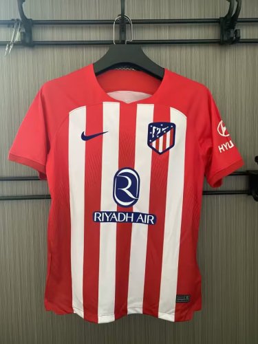 with All Sponor Logos  Fan Version 2023-2024 Atletico Madrid Home Soccer Jersey