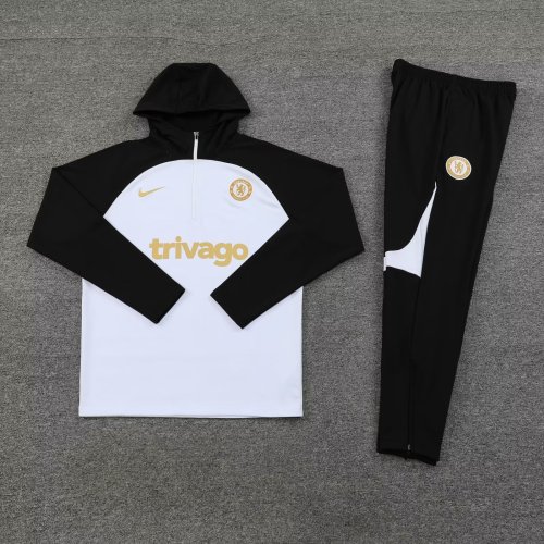 2023-2024 Chelsea Black/White Soccer Hoodie and Pant