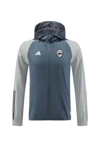 2023-2024 Arsenal Dark Blue/Grey Soccer Windbreaker Jacket