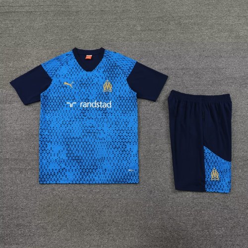 Adult Uniform 2023-2024 Marseille Blue Soccer Training Jersey and Shorts