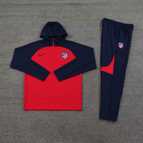 2023-2024 Atletico Madrid Borland/Red Soccer Hoodie and Pant
