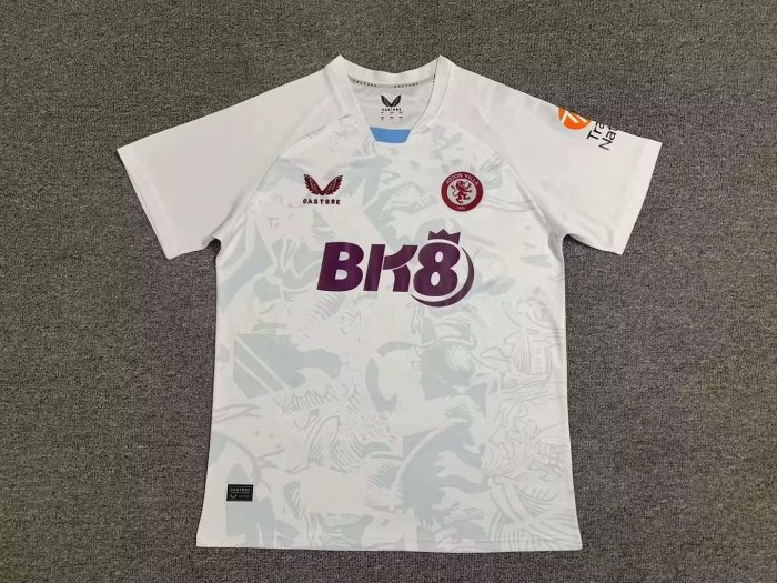 Fan Version 2023-2024 Aston Villa Away White Football Shirt