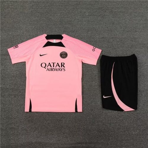 Adult Uniform 2023-2024 PSG Pink Soccer Training Jersey and Shorts Paris Football Kits