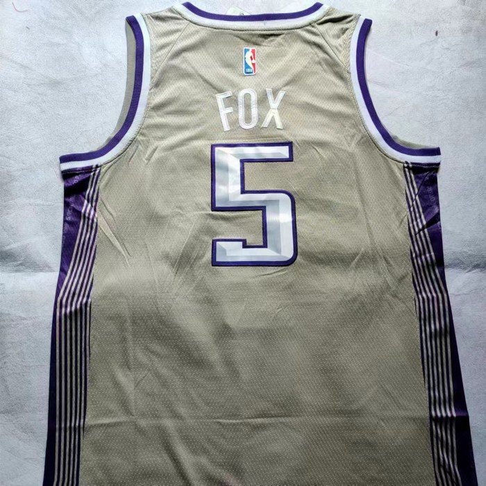 City Edition Sacramento Kings 5 FOX Golden NBA Jersey Basketball Shirt