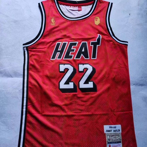 Mitchell&ness 2019-2020 Miami Heat 22 BUTLER Red NBA Jersey Basketball Shirt
