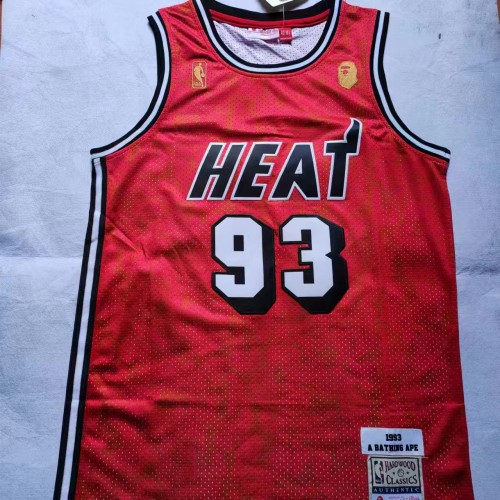 Mitchell&ness 1993 Miami Heat 93 BAPE Red NBA Jersey Basketball Shirt