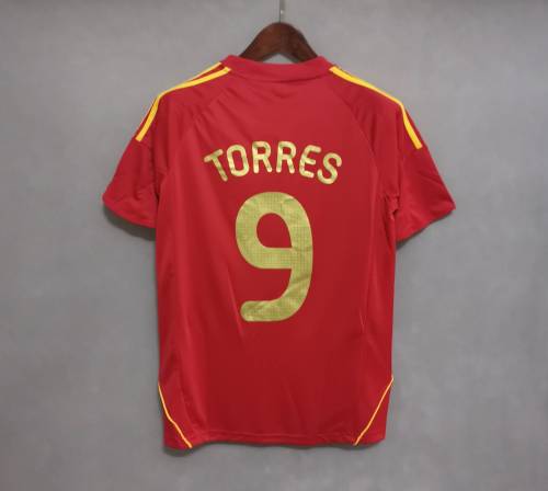Retro Jersey 2008 Spain TORRES 9 Home Soccer Jersey Camiseta de España Football Shirt