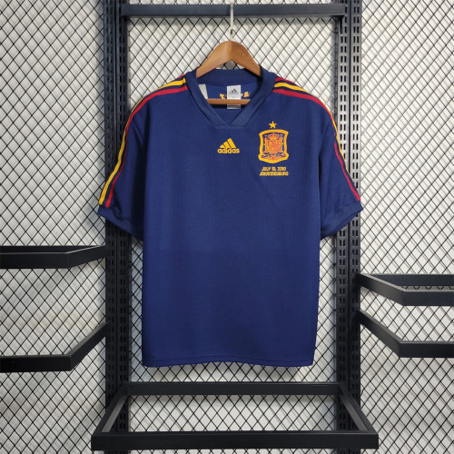 with Front Lettering Retro Jersey Spain 2010 Away Dark Blue Soccer Jersey