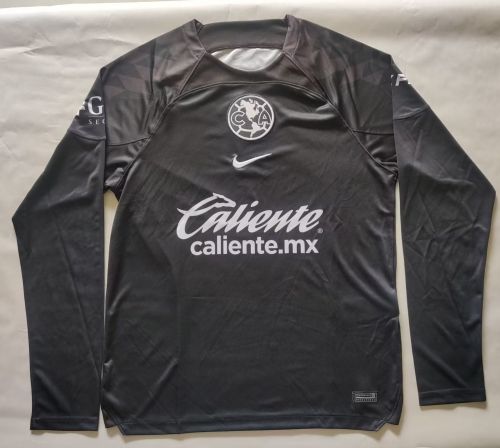 Long Sleeve 2023-2024 Club America Aguilas Black Goalkeeper Soccer Jersey