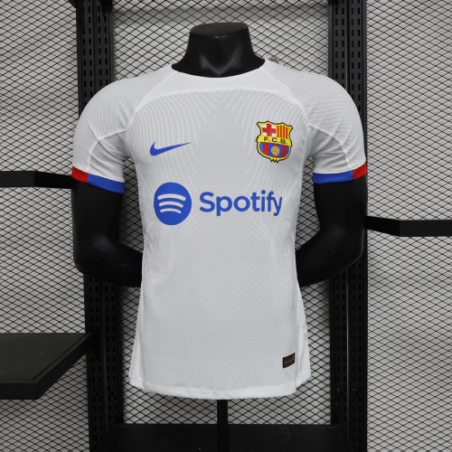 Barca Camisetas de Futbol Player Version 2023-2024 Barcelona Away White Soccer Jersey