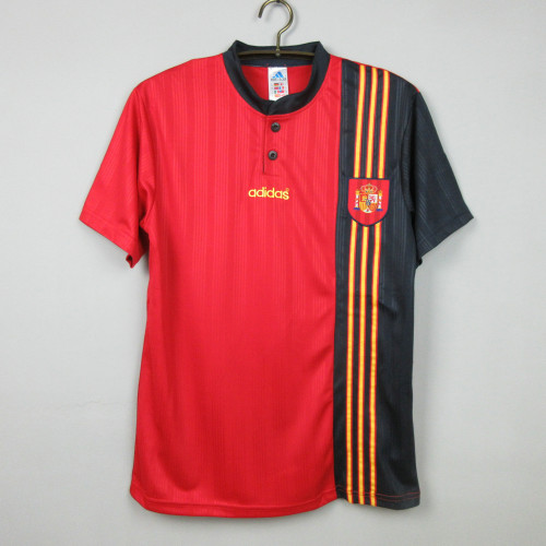 Retro Jersey 1996 Spain Home Soccer Jersey Red Vintage Camiseta de España Football Shirt