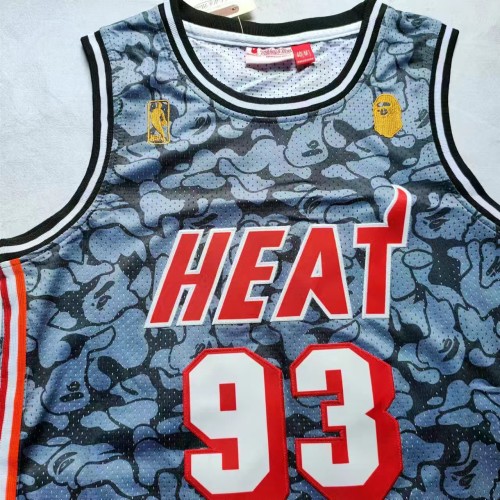 Mitchell&ness 1993 Miami Heat 93 BAPE Grey NBA Jersey Basketball Shirt