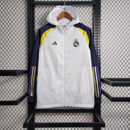 2023-2024 Real Madrid White Soccer Windbreaker Jacket