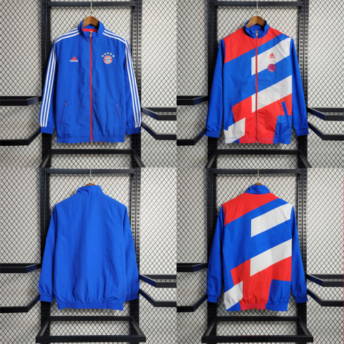 2023-2024 Bayern Munich Blue/Colorful Soccer Reversible Windbreaker Jacket