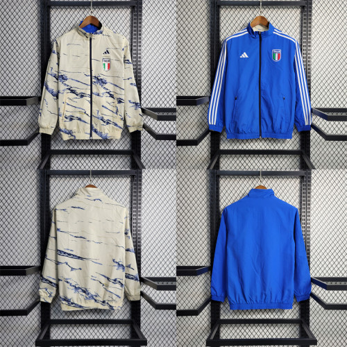2023-2024 Italy Blue/Yellow Soccer Reversible Windbreaker Jacket
