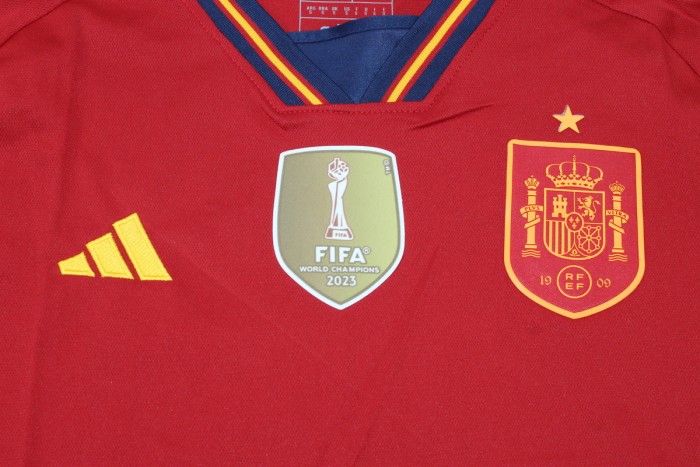 with Golden FIFA Patch Fan Version 2023 Women's World Cup Spain Home Soccer Jersey