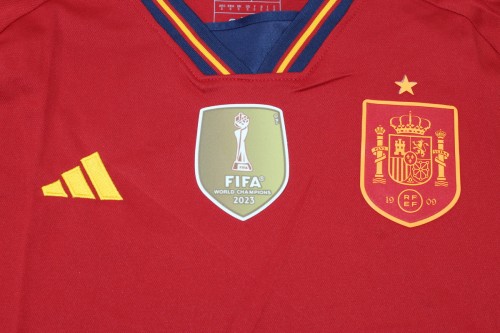 with Golden FIFA Patch Fan Version 2023 Women's World Cup Spain Home Soccer Jersey