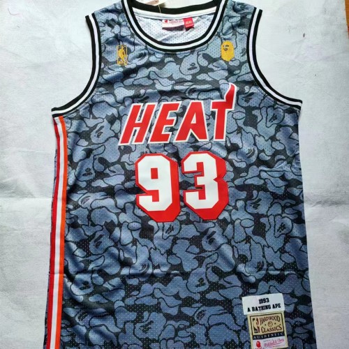 Mitchell&ness 1993 Miami Heat 93 BAPE Grey NBA Jersey Basketball Shirt