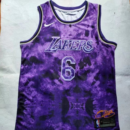 Los Angeles Lakers 6 JAMES Purple NBA Jersey Basketball Shirt