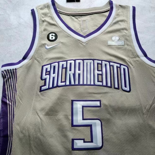City Edition Sacramento Kings 5 FOX Golden NBA Jersey Basketball Shirt